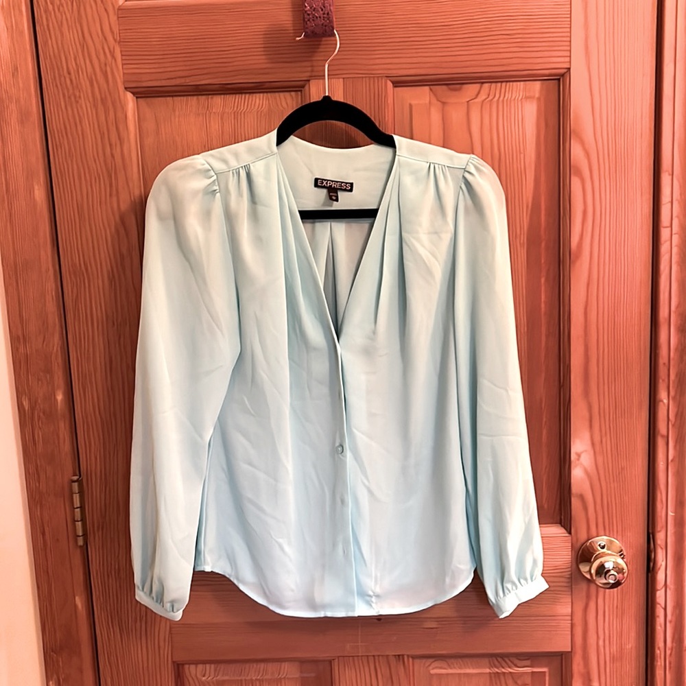 Express robins egg blue long sleeve blouse